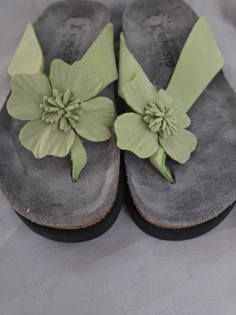 Birkenstock Light Green Floral Toe-Post Sandals